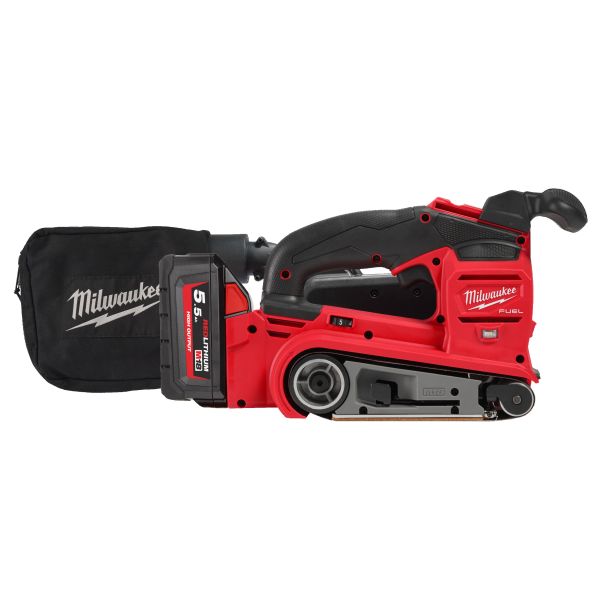 Шліфмашина стрічкова акумуляторна MILWAUKEE, M18 FBTS75-552X (+зар.пр., 2акум.Х5.5Аг, HDкейс)