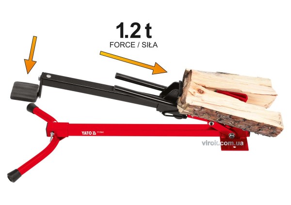 Дровокол ножний YATO : до заготовки l= 430 мм, Ø= 60-180 мм, сила натиску- 1.2 т [1]