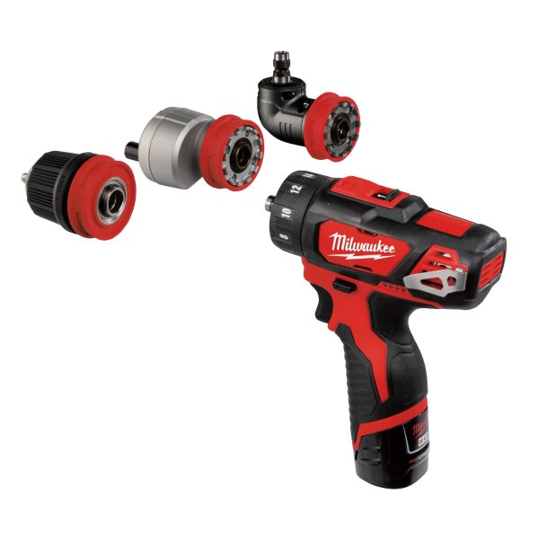 Дриль-шурупокрут акумуляторний MILWAUKEE, M12 BDDXKIT-202C (+ заряд.пристрій, 2 акум.Х 2Аг, 3 насадки, HD кейс)