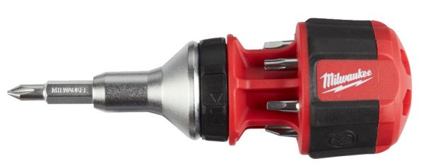 Викрутка з тріскачкою коротка універсальна MILWAUKEE, 8 в 1 (комплект)