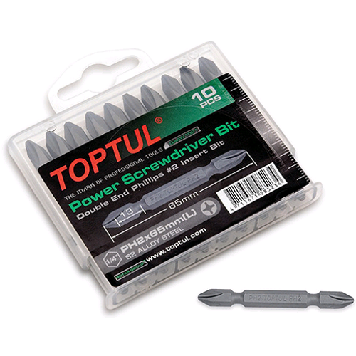 Набір біт двосторонніх TOPTUL 1/4" РН2х65мм 10шт. GAAW1001