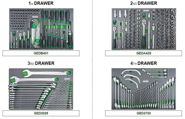 Візок з інструментом для автосервісу TOPTUL (Pro-Plus) 8 секцій 448ед. сіра GE-44803