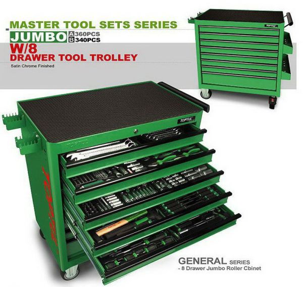 Набір інструментів у візку TOPTUL 8 секцій 360 од. JUMBO GT-36001