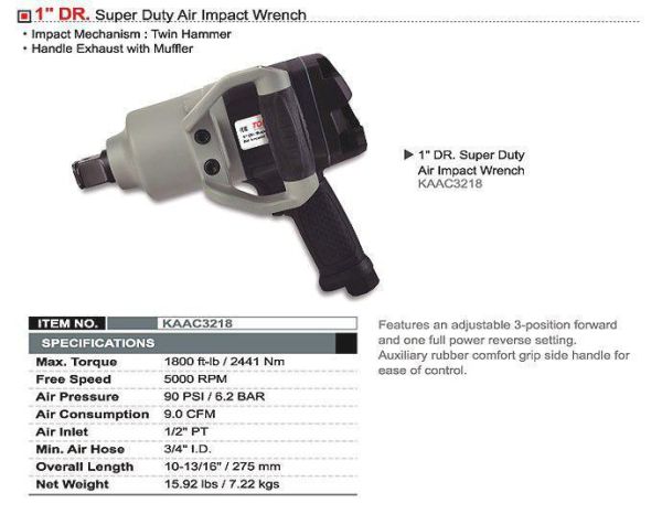 Пневмогайковерт для вантажного шиномонтажа TOPTUL 1" 2441N/m KAAC3218