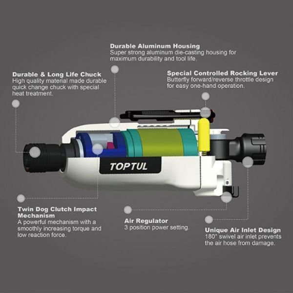 Шуруповерт пневматичний 1/4" Mini Butterfly TOPTUL KSAU0808
