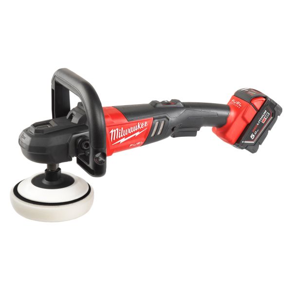 Машина полірувальна кутова акумуляторна MILWAUKEE M18 FAP180-502X, Ø диска 180мм, (+заряд.пристрій, 2 акум.Х 5Аг, HDкейс)