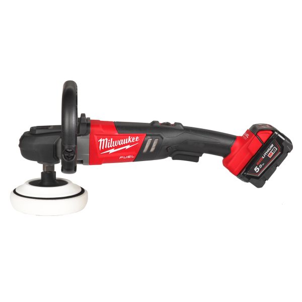 Машина полірувальна кутова акумуляторна MILWAUKEE M18 FAP180-502X, Ø диска 180мм, (+заряд.пристрій, 2 акум.Х 5Аг, HDкейс)