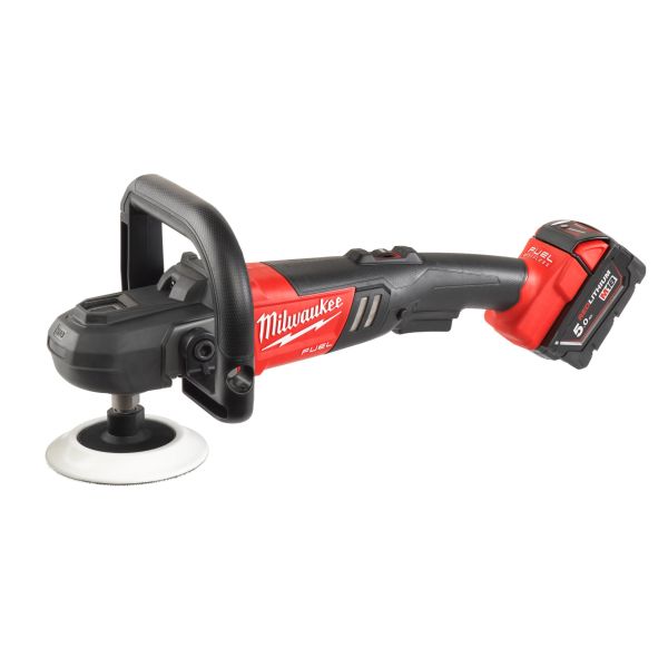 Машина полірувальна кутова акумуляторна MILWAUKEE M18 FAP180-502X, Ø диска 180мм, (+заряд.пристрій, 2 акум.Х 5Аг, HDкейс)