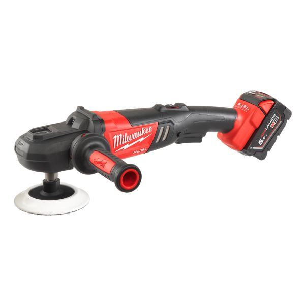 Машина полірувальна кутова акумуляторна MILWAUKEE M18 FAP180-502X, Ø диска 180мм, (+заряд.пристрій, 2 акум.Х 5Аг, HDкейс)
