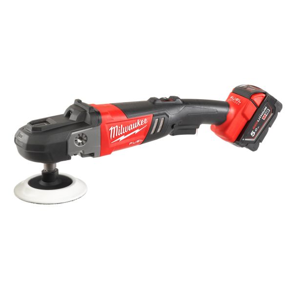 Машина полірувальна кутова акумуляторна MILWAUKEE M18 FAP180-502X, Ø диска 180мм, (+заряд.пристрій, 2 акум.Х 5Аг, HDкейс)