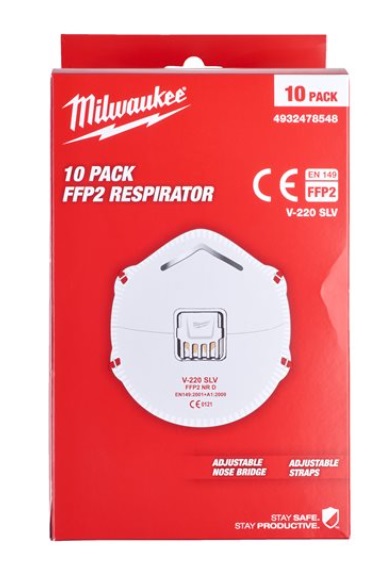 Респіратор з клапаном FFP2 (10шт) MILWAUKEE 4932478548