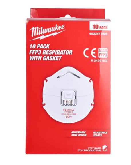 Респіратор з клапаном FFP3 (10шт) MILWAUKEE 4932471906