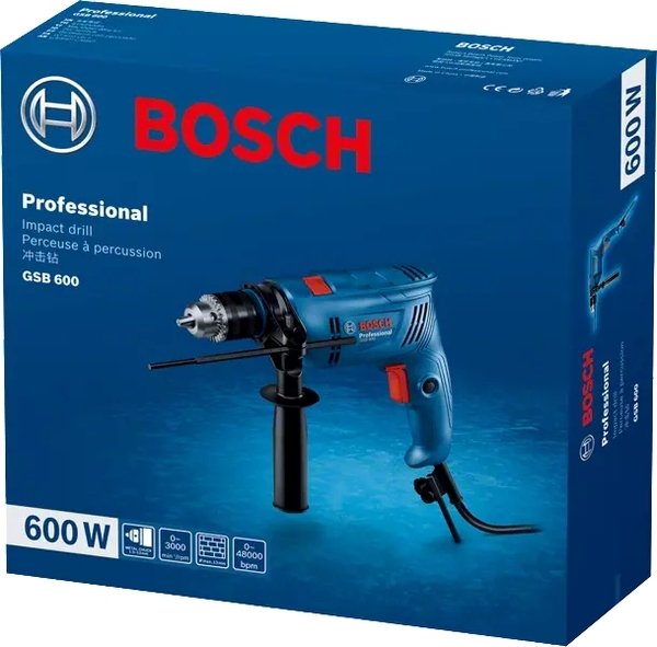 Дриль ударний Bosch Professional GSB 600, 600Вт (0.601.1A0.320)