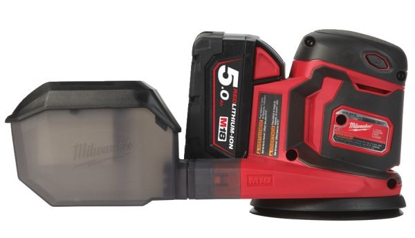 Машина шліфувальна ексцентрикова акумуляторна MILWAUKEE, M18 BOS125-502B, діаметр 125мм (+зар.пр., 2ак.Х5Аг, сумка)