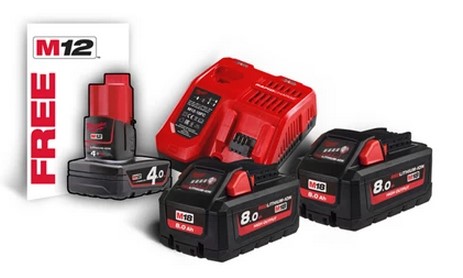 Енергокомплект акумуляторний Li-Ion MILWAUKEE, M18 HNRG-802 (+заряд.пристрій, 2 акум. M18 HB8(8Аг),