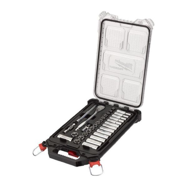 Набір метричних головок з тріскачкою 3/8" в компактному тонкому органайзері PACKOUT - 38 од. MILWAUKEE