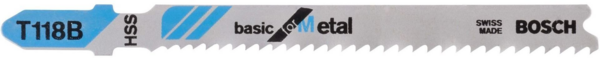 Полотно пилкове для електролобзика Bosch по металу T 118 B, 1.9-2.3х92мм, 5шт (2.608.631.014)