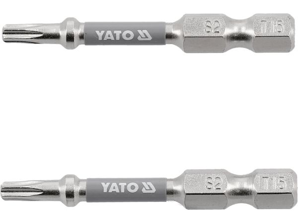 Насадка викруткова YATO TORX T15 х 50 мм. HEX 1/4", покрита нікелем, 2 шт.[10]