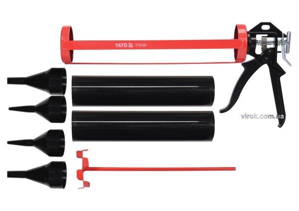 Пістолет скелетний для затирання швів YATO : L= 330 мм, Ø= 60 мм, зі змінними насадками [10]