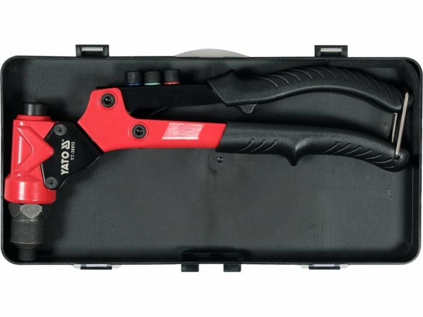 Заклепочник YATO з обертовою головкою l=275мм, для нітів Ø=2,4; 3,2; 4,0; 4,8мм, нітогайок М3-М6 [8]