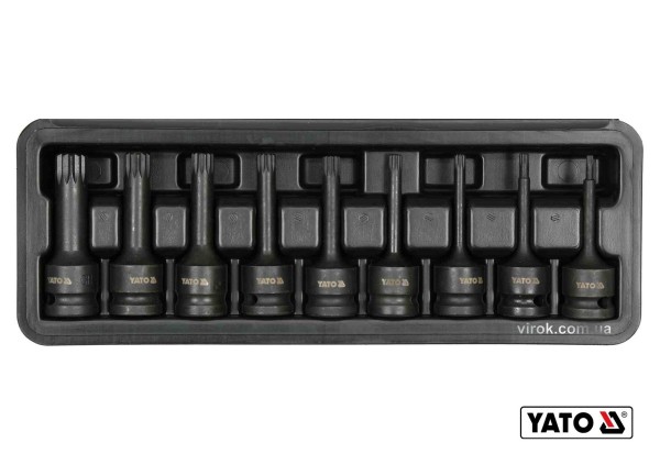 Набір насадок викруткових ударних YATO : SPLINE M4-M16. квадрат 1/2