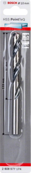Свердло для металу Bosch HSS-PointTeQ, 10х87х133мм (2.608.577.174)