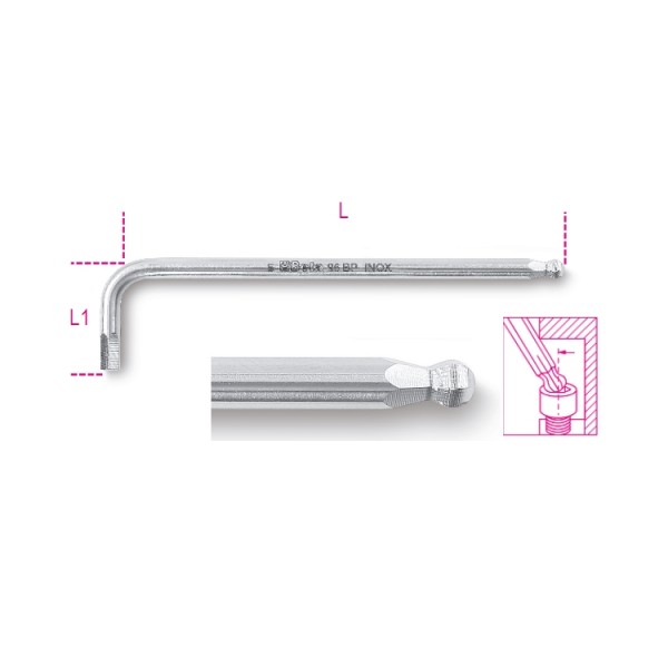 96BPINOX шестигранний ключ з кульковою головкою 3 мм