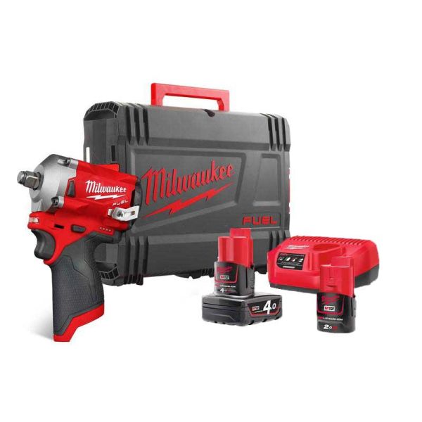 Гайкокрут акумуляторний 1/2" MILWAUKEE, M12 FIWF12-422X, 339 Нм, (+ заряд.пристрій, 2 акум., HD кейс