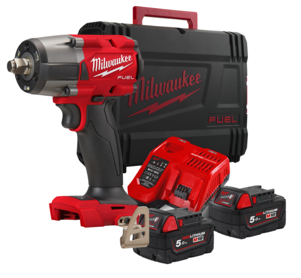 Гайкокрут імпульсний компактний 1/2" (881 Нм) з фрикційним кільцем MILWAUKEE M18 FMTIW2F12-502X , (+ заряд.пристрій, 2 акум., HD