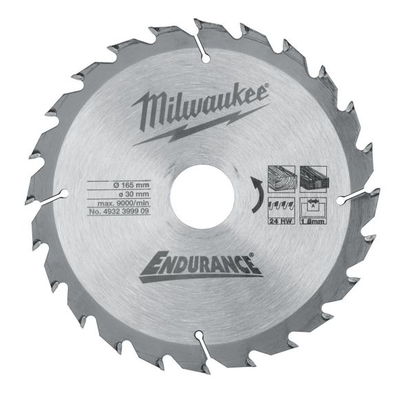 Диск пиляльний THIN KERF MILWAUKEE, Ø165х20х1,8мм, 24 зуб.