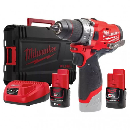 Дриль-шурупокрут з ударом акумуляторний MILWAUKEE, M12 FPD-202X, 37Нм (+ заряд.пристрій, 2 акум.Х 2А
