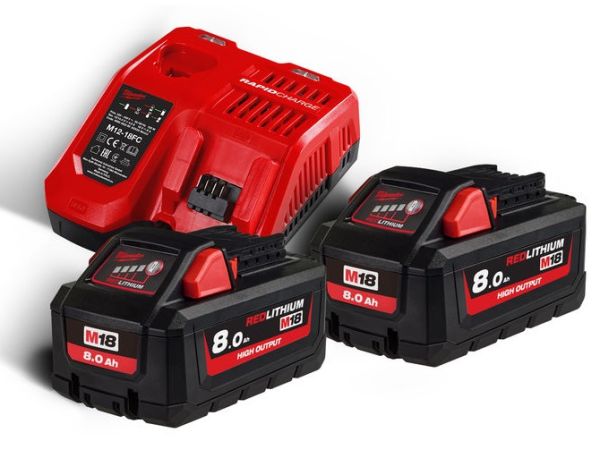 Енергокомплект акумуляторний Li-Ion MILWAUKEE, M18 HNRG-802 (+заряд.пристрій, 2 акум. M18 HB8(8Аг),