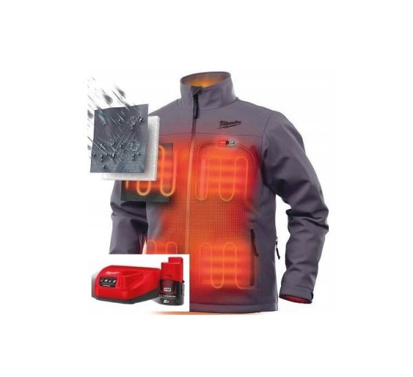 Куртка з підігрівом MILWAUKEE, M12 HJGREY5-201(XL), сіра (розмір XL) (+зар.пр., 1 акум.Х 2Аг)