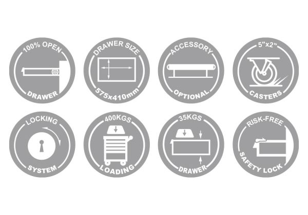 Тумба на колесах для інструментів, 7+2 ящиків синя (уп.1)