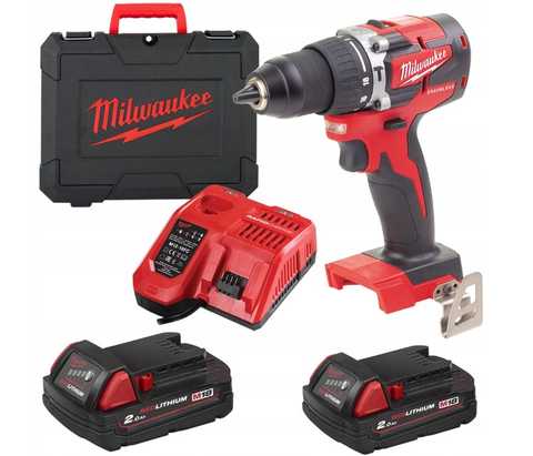 Дриль-шурупокрут з ударом акумуляторний MILWAUKEE, M18 CBLPD-202C, 60Нм