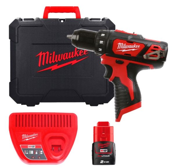 Дриль-шурупокрут MILWAUKEE M12 BDD-201C крутящий момент 30 Нм 4933479439 (+ заряд.пристрій, 1 акум., HD кейс)