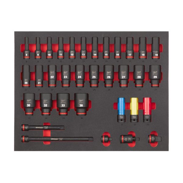 Набор торцевых головок 1/2" ударных длинных 34ед MILWAUKEE