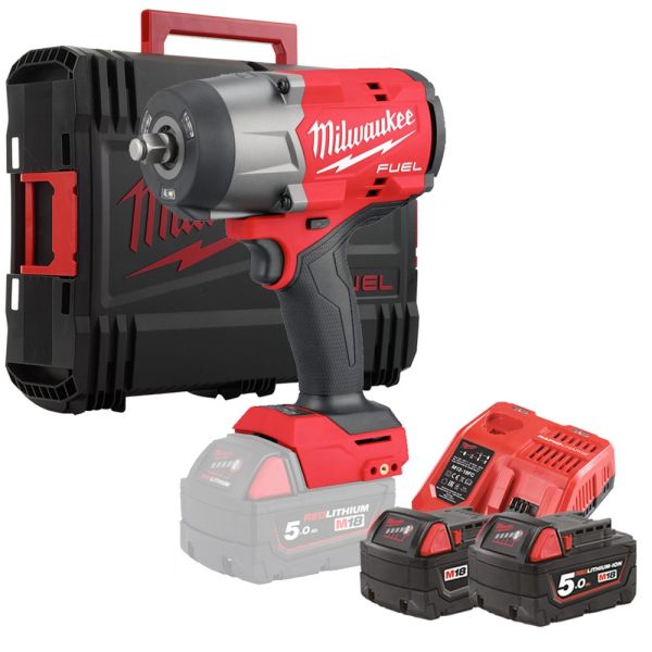 Гайкокрут акумуляторний 1/2" MILWAUKEE, M18 FHIW2F12-502X, 2034Нм, (+ заряд.пристрій, 2 акум., HD кейс)