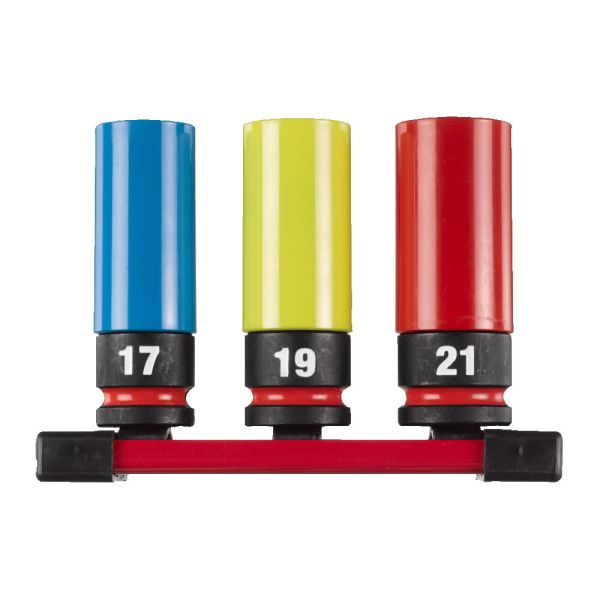 Набір головок AUTO для гайковерта 17/19/21мм (3шт.) MILWAUKEE на магнітній рейці