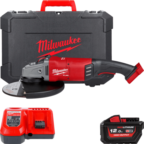 Шліфмашина кутова акумуляторна MILWAUKEE, M18 FLAG230XPDB-121C, діаметр 230мм (+зар.пр., 1акум.Х12Аг, кейс)