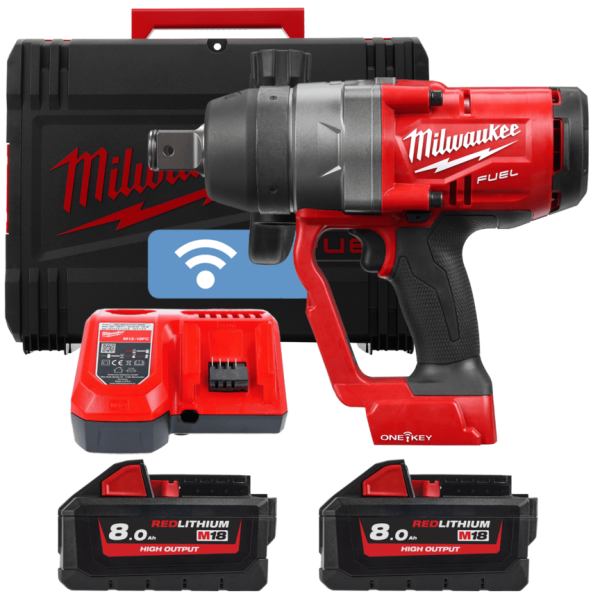 Гайкокрут високомоментний акумуляторний MILWAUKEE 1"(2400 Нм) M18 FUEL з фіксацією кільцем ONE-KEY (+ заряд.пристрій, 2 акум., H
