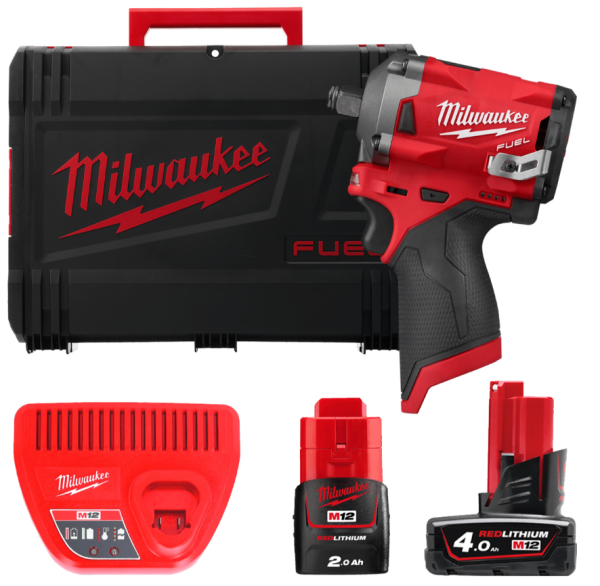 Гайкокрут акумуляторний 1/2" MILWAUKEE, M12 FIWF12-422X, 339 Нм, (+ заряд.пристрій, 2 акум., HD кейс
