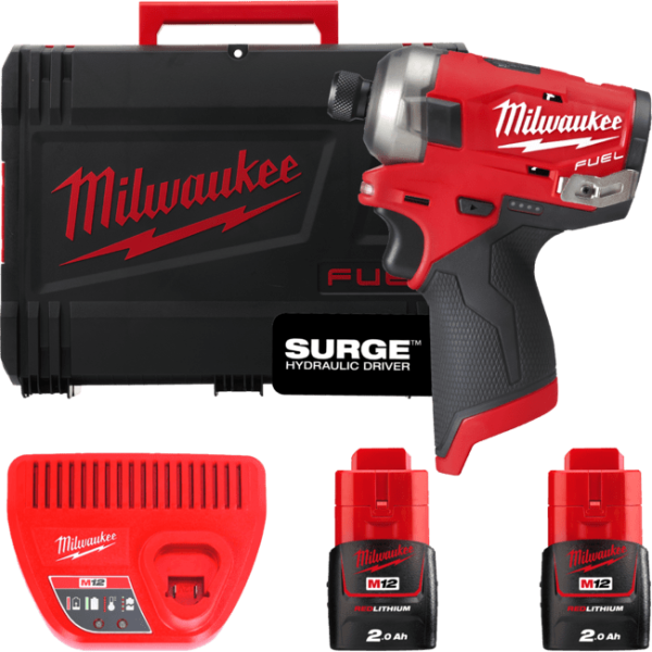 Гвинтокрут акумуляторний 1/4" HEX MILWAUKEE, M12 FQID-202X, 50Нм (+ заряд.пристрій, 2 акум.Х 2Аг, HD