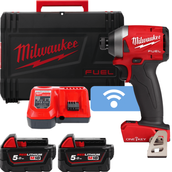 Гвинтокрут акумуляторний 1/4" HEX MILWAUKEE, M18 ONEID2-502X, 226Нм (+ заряд.пр.,2 акум.Х5Аг,HDкейс)