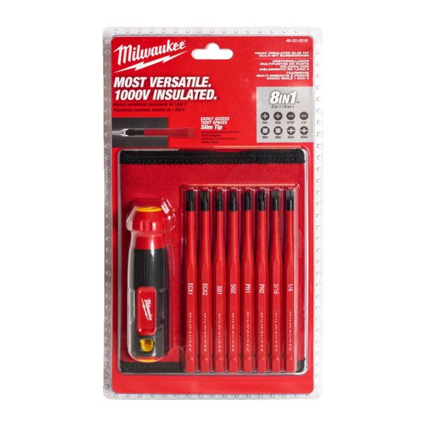 Набір прецезійних викруток VDE MILWAUKEE 10-в-1 (ручка VDE + 10 біт VDE)