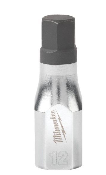 Головка торцева хромована  ⅜″ MILWAUKEE з бітою Hex, 12 мм