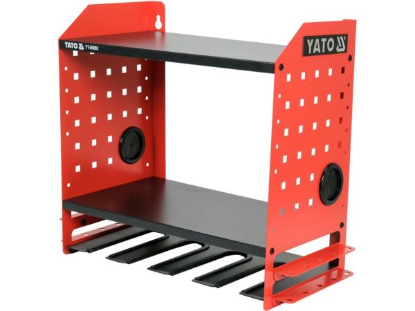 Полиця для електроінструменту YATO 465x 405x 225 мм, 4 гнізда, 2 полки, металева [1]