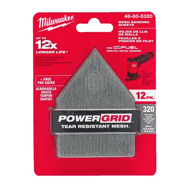 Сітка шліфувальна HL MILWAUKEE, 67х92мм, зерно 320, (12шт+подложка) (для M12 FDSS)