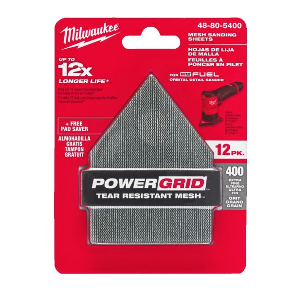 Сітка шліфувальна HL MILWAUKEE, 67х92мм, зерно 400, (12шт+подложка) (для M12 FDSS)