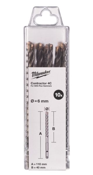 Бур SDS-PLUS 4C Contractor MILWAUKEE, O6х110мм, (10шт)